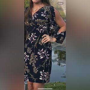 Macys Navy Blue Floral Dress